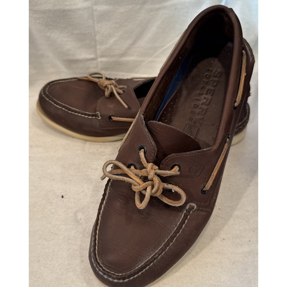 Sperry Men's Top-Sider 2-Eye Boat Shoes Dark Brown Leather Sz 11.5 W No Marking
